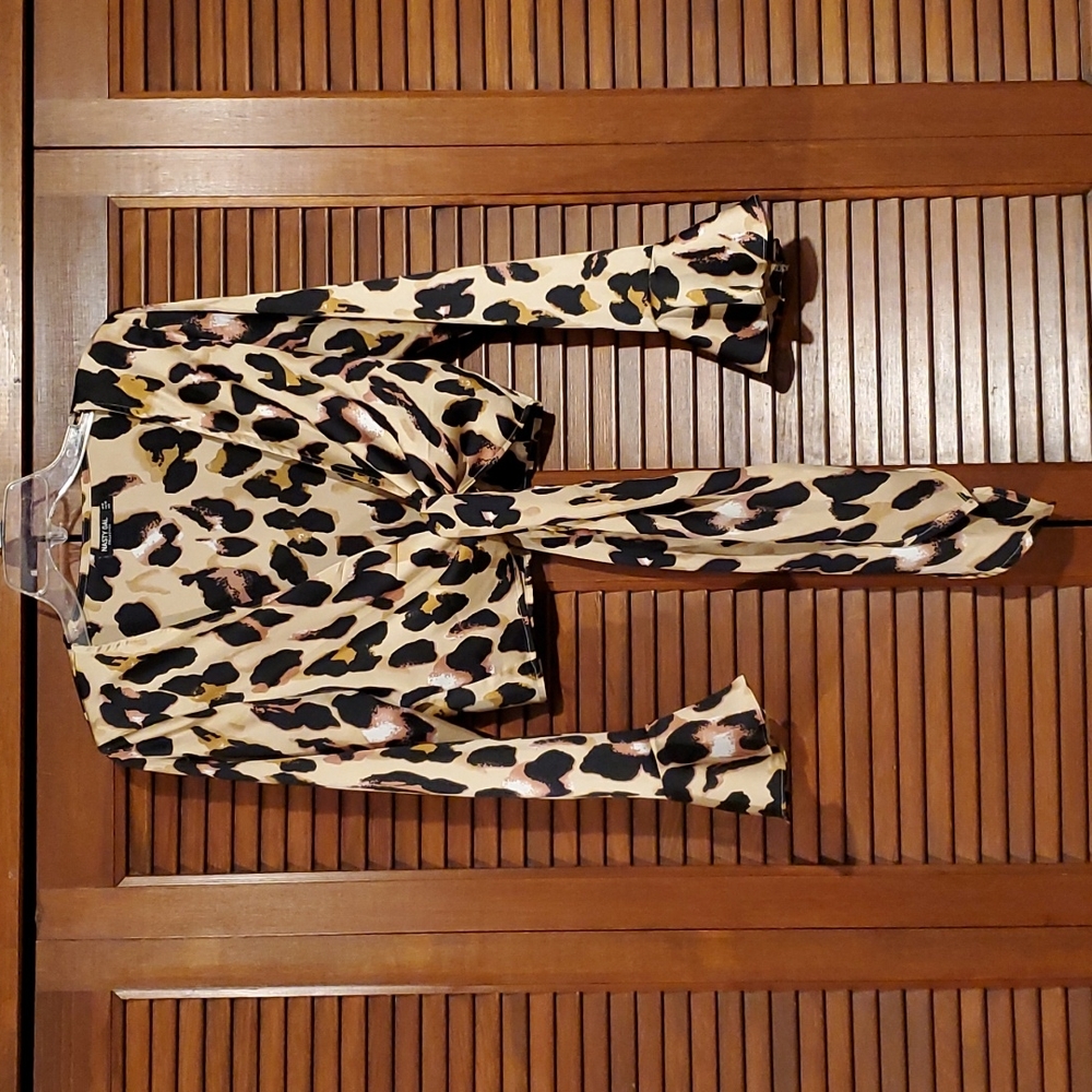Nasty Gal leopard wrapper crop top